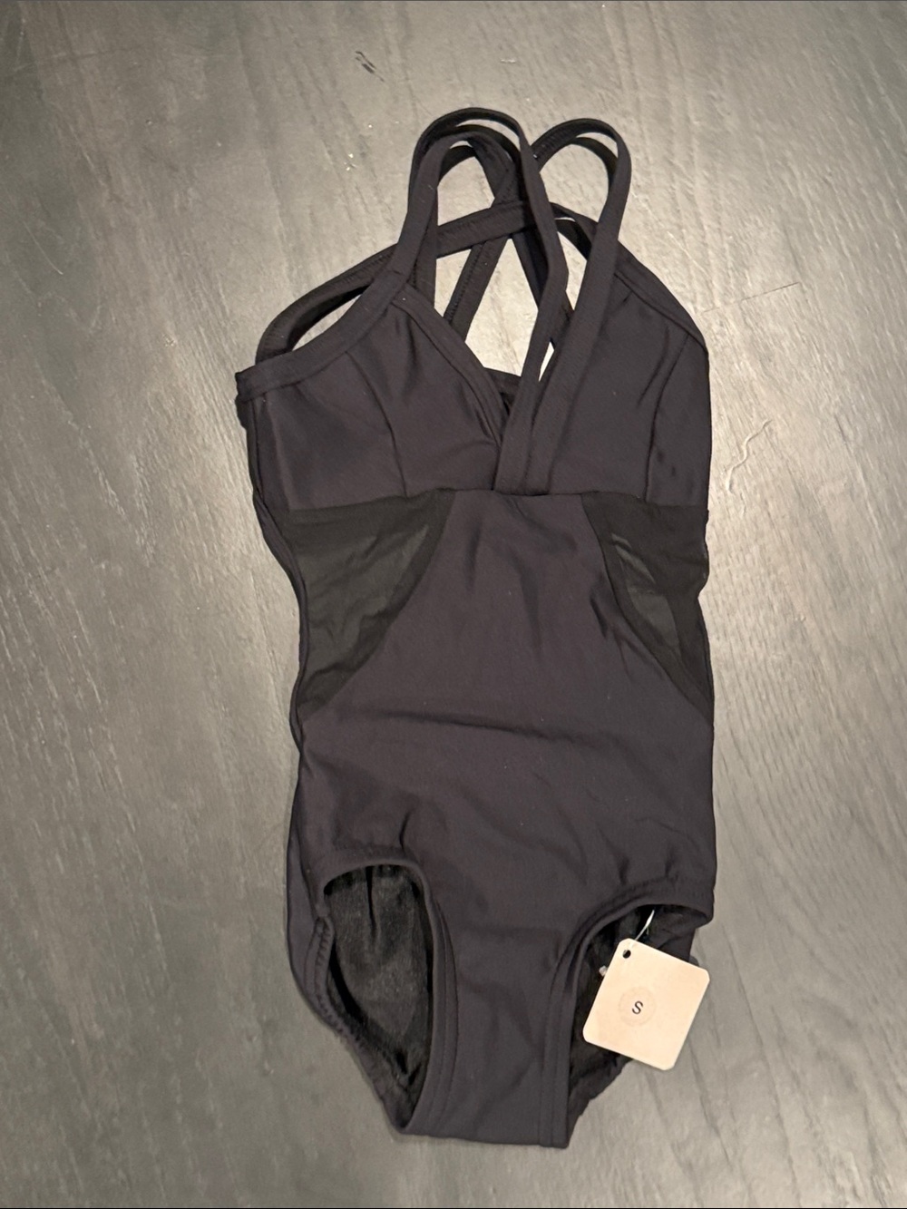 Black Girls' Leotard with Strappy Back